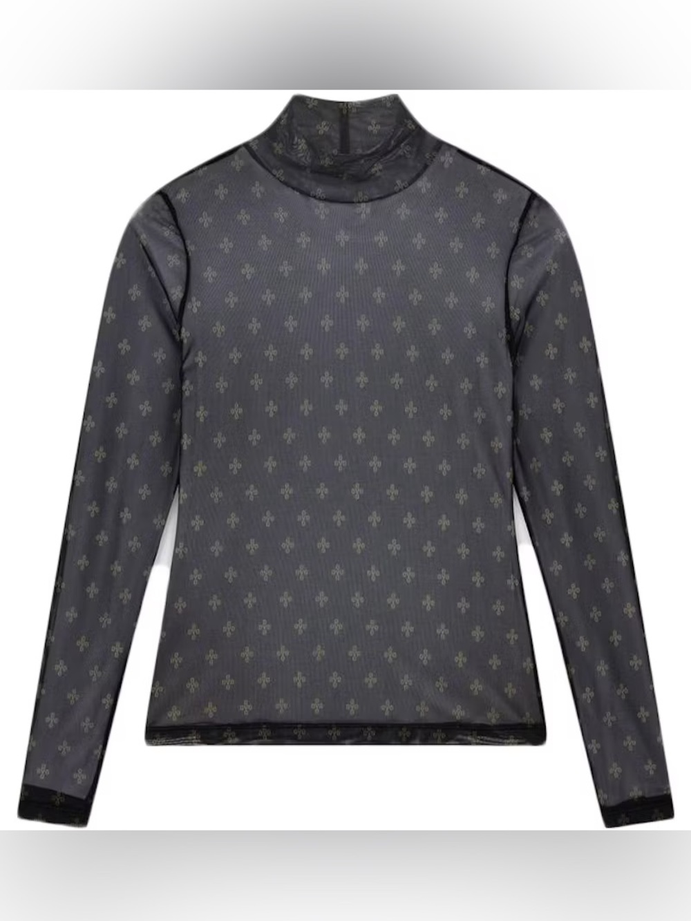 OVO October’s very own sheer logo pompom print long sleeve mock neck small
